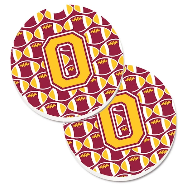 Carolines Treasures Letter O Football Maroon and Gold Cup Holder Car Coaster, PK2 CJ1081-OCARC - main